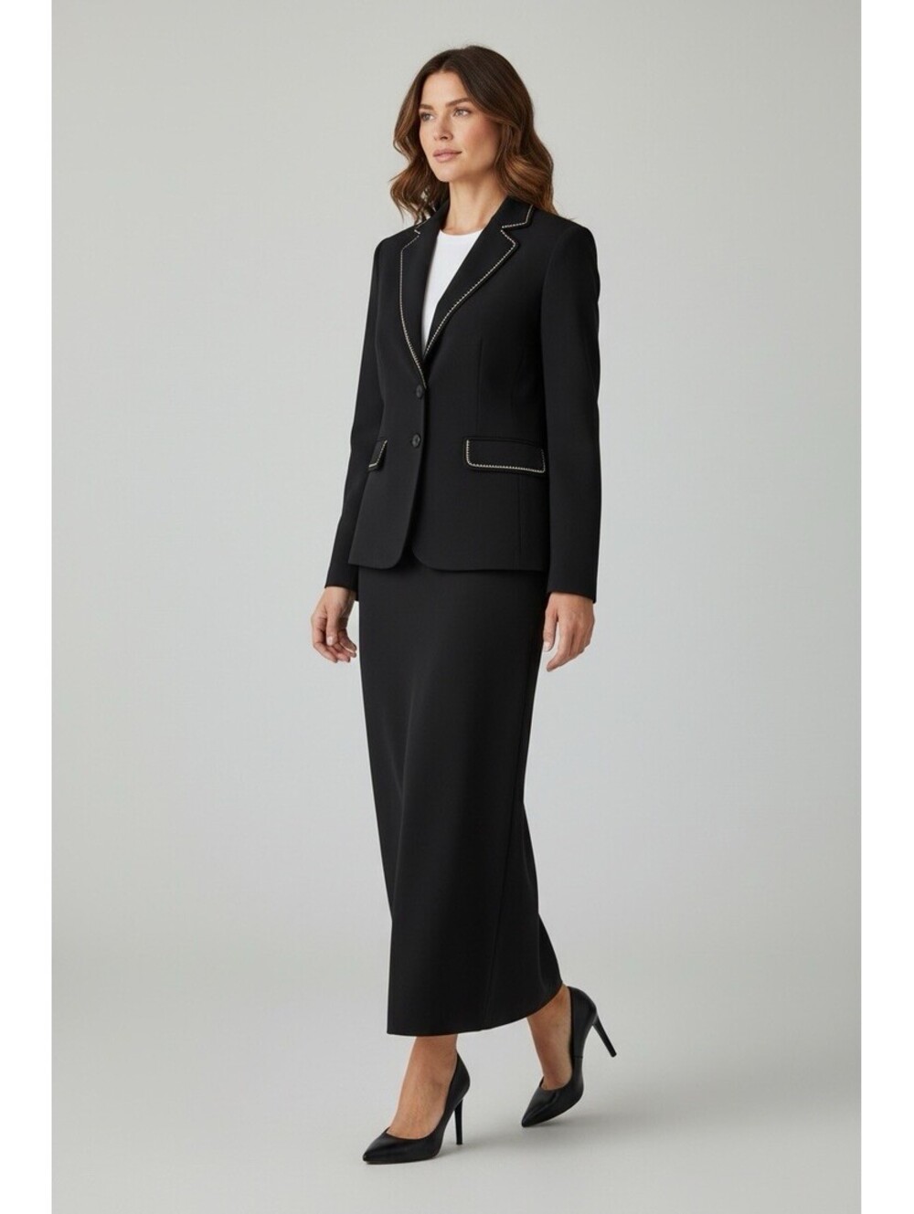 Travis Ayers Black Suit Jacket and Maxi Skirt Lined Size 8 - EUC